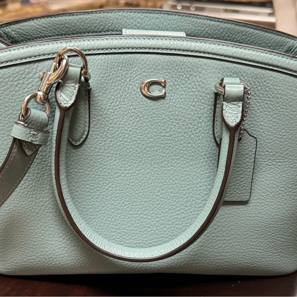 Coach Mint Green Leather Satchel